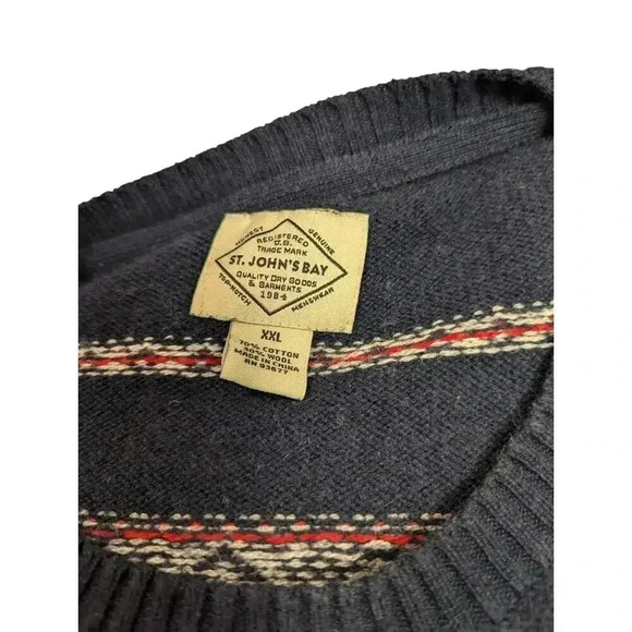 St. John's Bay Men's Navy XXL Long Sleeve Cozy Winter Knit Sweater - Picture 5 of 6